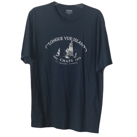 Chaps Other - Chaps Mens Blue Longue Vue Island St Lawrence Harbour Shortsleeved T-Shirt Sz M